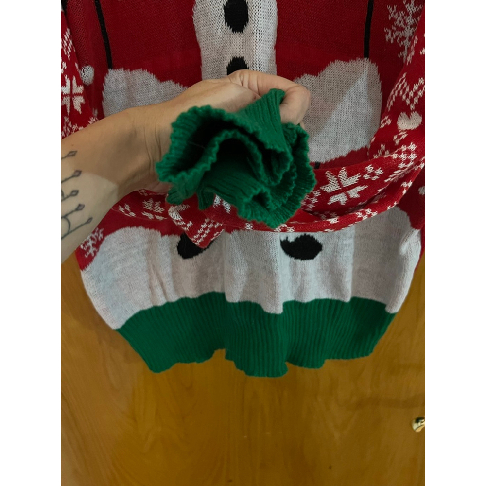 Women's Red & White Santa Ugly Christmas Crew Neck Sweater Size M GUC - Picture 6 of 8